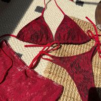 Dropshipping Kant Sexy Holle Doorzichtige Tweedelige Bikini 2025 Nieuwe Mode Spa Strandzwempak Aan Zee