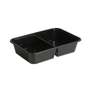 Two Compartment Plastic <b>Lunch</b> Box Rectangle Disposable Food Container Takeout Packaging Box - Product Image 3