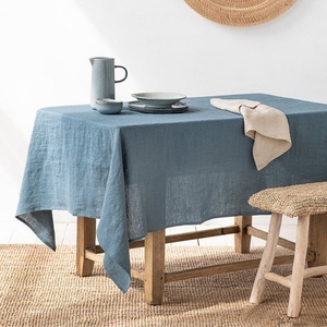 140x180cm Pure Linen <b>Table</b> Cloth With Embroidery <b>Table</b> Cover for Hotel Stone Washed Solid Color Home Wholesale Customizable - Product Image 1