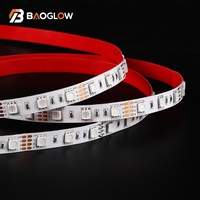 Tira de Luces LED RGB Flexible SMD5050 de 60 Leds/m, 12V/24V, 10w/m, 10mm, con Control Remoto Inteligente de 7 Colores para TV, en Oferta