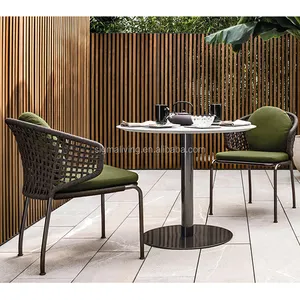 Современная Скандинавская уличная садовая мебель для двора Маленький журнальный столик и Плетеный веревочный секционный стул