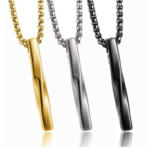Personalized female male jewelry box chain necklace stainless steel hip hop <b>twisted</b> spiral <b>bar</b> pendant necklace male - Product Image 2