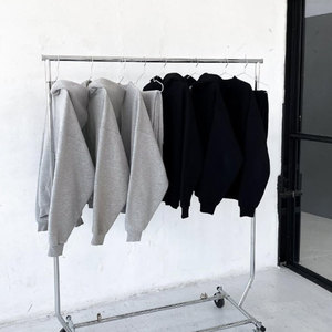 Vintage francese spugna con Zip personalizzata larga in tinta unita 440 Gsm di alta qualità 100% cotone pieno cerniera Plain Streetwear uomo grigio felpa con cappuccio - Product Image 2