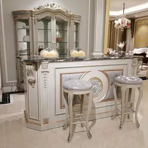 Set di mobili per interni da esterno moderni classici tavolo da bar in marmo intagliato in pietra bianca pura