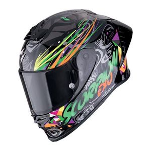 Casco Integrale Scorpion Exo R1 II Evo Air Nero Arancione Verde in Fibra Composita per Moto Taglia M - Product Image 1