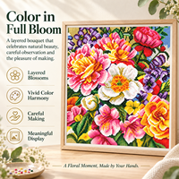 Kit de Peinture Diamant Fleurs Épanouies KS Craft – Perforation Spéciale, Art Floral Diamanté, Décoration Murale DIY, Cadeau