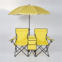 Chaise de camping double portable avec chaise de plage pliante inclinable au design traditionnel avec mobilier d'extérieur en métal parapluie