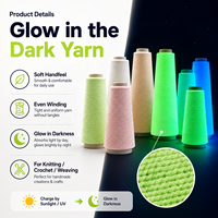 Grande pelote de fil écologique anti-bactérien Glow Dark pour amigurumi, chapeaux, broderie, vêtements de rave, fête sous lumière noire, créatif