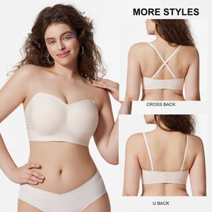 Boucles dorsales <span class=keywords><strong>soutien</strong></span>-<span class=keywords><strong>gorge</strong></span> sans bretelles contrôle de la graisse antidérapant sans couture <span class=keywords><strong>Push</strong></span> <span class=keywords><strong>up</strong></span> sans fil doux fines bretelles sans bretelles soutiens-<span class=keywords><strong>gorge</strong></span> pour femmes grande taille - Product Image 5