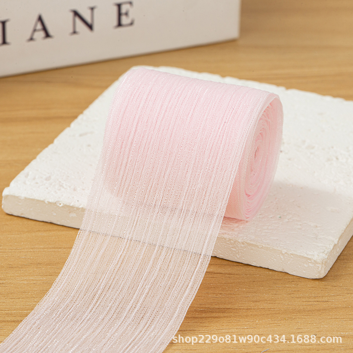4 cm - soie brillante rose clair (5 m)