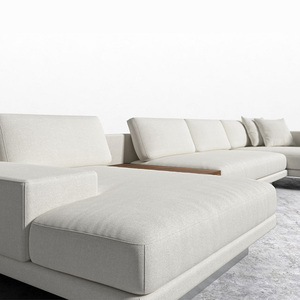 Vải Trắng Phòng Khách Cắt Ghế Sofa Gỗ Cứng Khung Và Rắn Thép Không Gỉ Chân Cắt Ghế Sofa - Product Image 4