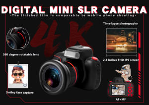 กล้องเด็กทรง DSLR ขนาดเล็ก เลนส์ช่องมองภาพขนาดใหญ่ รองรับ MicroSD เครื่องบันทึกการสำรวจธรรมชาติกลางแจ้ง - Product Image 4