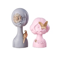 Europese Thuis Zachte Decoratie Figuur Sculptuur Office Vlinder Droom Bloem Mooie Hoofd Hars Ambachten