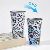 Artículo Promocional Personalizado, Vaso de Acero Inoxidable 304 de Pared Simple Apilable de 20oz, 12oz, 16oz, que Cambia de Color con el Frío, para Mercancía de Marca
