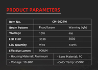 14W 10-90V Flood Spot LED Mecánica Construcción Tractor Lámpara DE TRABAJO Luz estroboscópica Impermeable IP 67