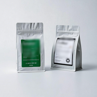 Sachet de café Kraft personnalisé avec logo, pochette verticale de qualité alimentaire pour grains de café, avec encoche de déchirement et fermeture éclair