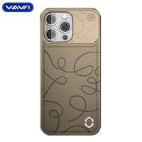 Étui de protection magnétique en cuir VAWI V-A02 au design exclusif Art Line pour iPhone 17 16 15 14 13 Pro Max avec fonction aromathérapie