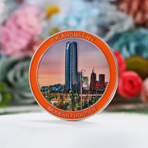 定制3D彩色喷绘俄克拉荷马城天际线和剪尾桥图案纪念币银锌合金金属硬币 - Product Image 2