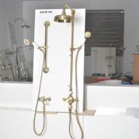 Douche classique avec colonne de douche rigide 18 mm, douchette 8'' WRAS chromée, pommeau de douche thermostatique en laiton Vernet