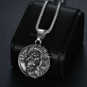 Men's <b>Titanium</b> Steel Lion Head Pendant Necklace Vintage Animal Zodiac Design Punk Street Style Nordic Odin Necklace - Product Image 2