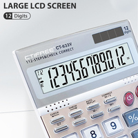 Batterie solaire à 12 chiffres avec rétroéclairage LED Calculatrice éclairée Logo personnalisable OEM de style or rose Matériau ABS Prix d'usine
