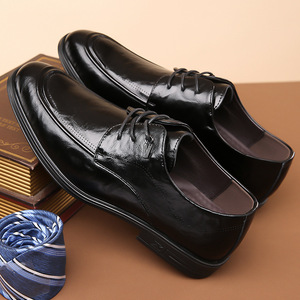 Chaussures habillées en cuir pour hommes, bout pointu, à lacets, noires, formelles, pour le bureau, les affaires, jeunes de 18 à 40 ans - Product Image 3