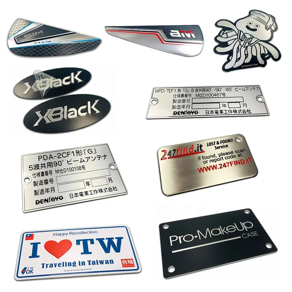 Kunden spezifischer geprägter Druck Aluminium legierung Metall Logo Typenschild Handtaschen Etiketten Für Handtaschen und Möbel Metall anhänger Typenschild