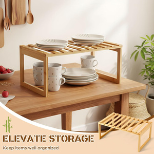 Bamboo <b>Desktop</b> <b>Shelf</b> 50X30CM Freestanding Organizer For Kitchen Bathroom - Product Image 1