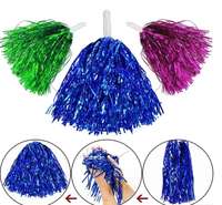 Pompons de cheerleading avec poignée et pompons métalliques en feuille pour les événements sportifs, la danse, les fêtes, le football, le basketball et les spectacles sportifs M