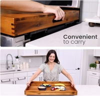 Couverture de cuisinière électrique en bois d'acacia - Plateaux d'appoint pour comptoir de cuisine et grand planche à découper pour cuisinière à gaz