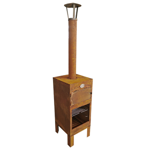 Pizza con camino forno a legna in acciaio Corten all'aperto - Product Image 2