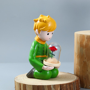 Prince Roses Preserved Bouquet Resin Figurine Tabletop Ornament Valentine'S Day Gift Elegant Cartoon Design - Product Image 2