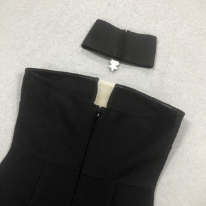 C3755 migugarment alta calidad rhinestone fuera del hombro apretado vendaje vestido largo negro de las mujeres sin espalda elegante vestido de noche - Product Image 6