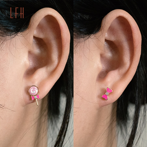 Pendientes de Oro Real de 18K con Diseño de Lazo Pequeño, Joyería de Oro Sólido con Certificado, Pendientes Elegantes - Product Image 2