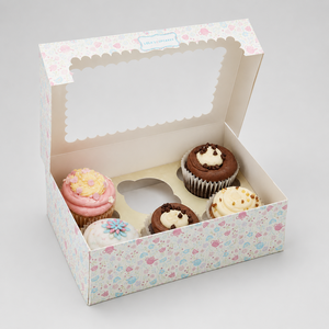 Custom Printed Paper Insert Cupcake Packaging Boxes 6 Hole With <b>Window</b> - Product Image 2