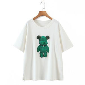เสื้อยืดแขนสั้นพิมพ์ลายหมีสีขาวสำหรับผู้หญิงรุนฉีระบายอากาศได้ดี รุ่น N8255 - Product Image 1