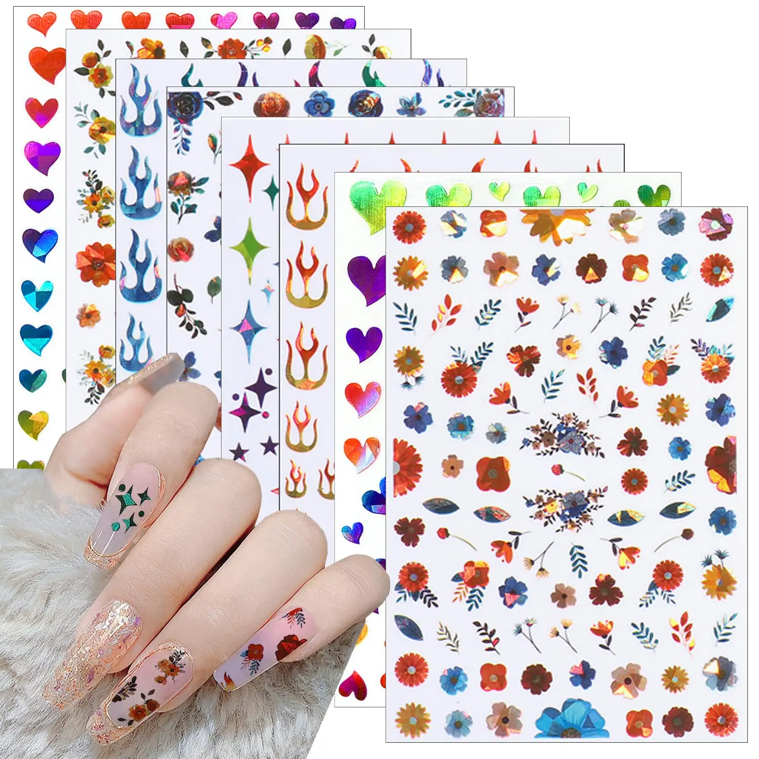 Wholesale Supplies Butterfly Flower Nail Decals 3D Art Waterproof Self Adhesive Nail Stickers