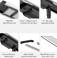 Lampadaire solaire LED haute efficacité 100W IP66 190LM/W Angle de faisceau 160° Télécommande Garantie 3 ans Montage sur poteau en alliage d'aluminium