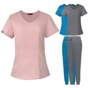 Conjunto de uniformes para enfermagem, conjunto de uniforme para calças personalizadas com logotipo