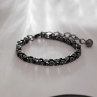Bracelet pour homme en acier inoxydable électroplaqué, style vintage vieilli, personnalisé, carré, punk, minimaliste, hip hop