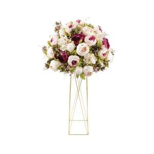 Centro de Mesa de Boda de Lujo al por Mayor, Bola de Flores Grandes de Color Blanco Marfil, Arreglo de Rosas de Seda y Peonías, Decoraciones para Mesa - Product Image 2