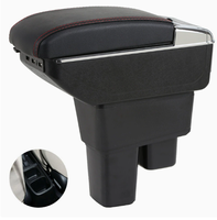 Boîte de rangement de luxe en cuir noir rotative avec porte-gobelet ABS et chargeur USB pour Honda Jazz 2008-2013, design japonais 2027