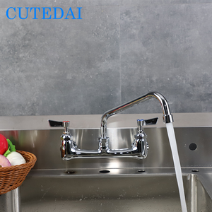 Moderno corpo centrale in ottone cromato rubinetto da bagno a doppia maniglia a 2 fori a parete valvola flessibile acqua calda/fredda <span class=keywords><strong>lavello</strong></span> hotel - Product Image 5