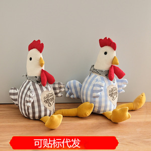 Creative Fabric Chicken Door Stop Checkered Design Floor Mount Decorative Household Accessory - Product Image 5