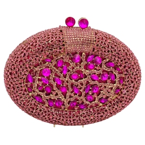 Sac de soirée somptueux pour femme, orné de fleurs et de strass, pochette ovale scintillante en cristal, idéal pour les sorties nocturnes, les banquets et les mariages - Product Image 1
