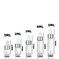 Botol Sampel Kaca Mini 1ml 2ml 3ml 4ml 5ml dengan Pipet Tetes untuk Kemasan Perawatan Kulit Serum Minyak Esensial