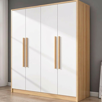 Armoire moderne en MDF de style nordique avec portes à panneaux, design gain de place pour chambre à coucher, appartement et hôtel, étagères de rangement pour vêtements