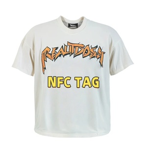 Camiseta Oversize de Algodón Grueso con Hombros Caídos y Corte Cuadrado para Hombre, Estilo Hip Hop, Tallas Grandes, con Escaneo NFC, para Dropshipping - Product Image 4