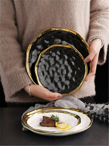 Assiettes à dîner en céramique faites à la main, modernes et luxueuses, <span class=keywords><strong>de</strong></span> 8/10 pouces, écologiques, pour <span class=keywords><strong>service</strong></span> <span class=keywords><strong>de</strong></span> mariage - Product Image 2