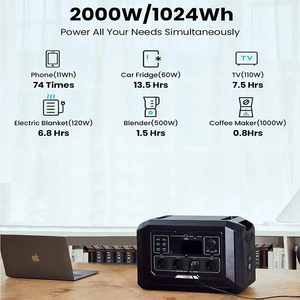 สถานีไฟฟ้าพกพา Home Storage Fast Charge 2kw ความจุ 1024wh กำลังไฟ 2000 วัตต์ พร้อมแผงโซลาร์เซลล์ - Product Image 4